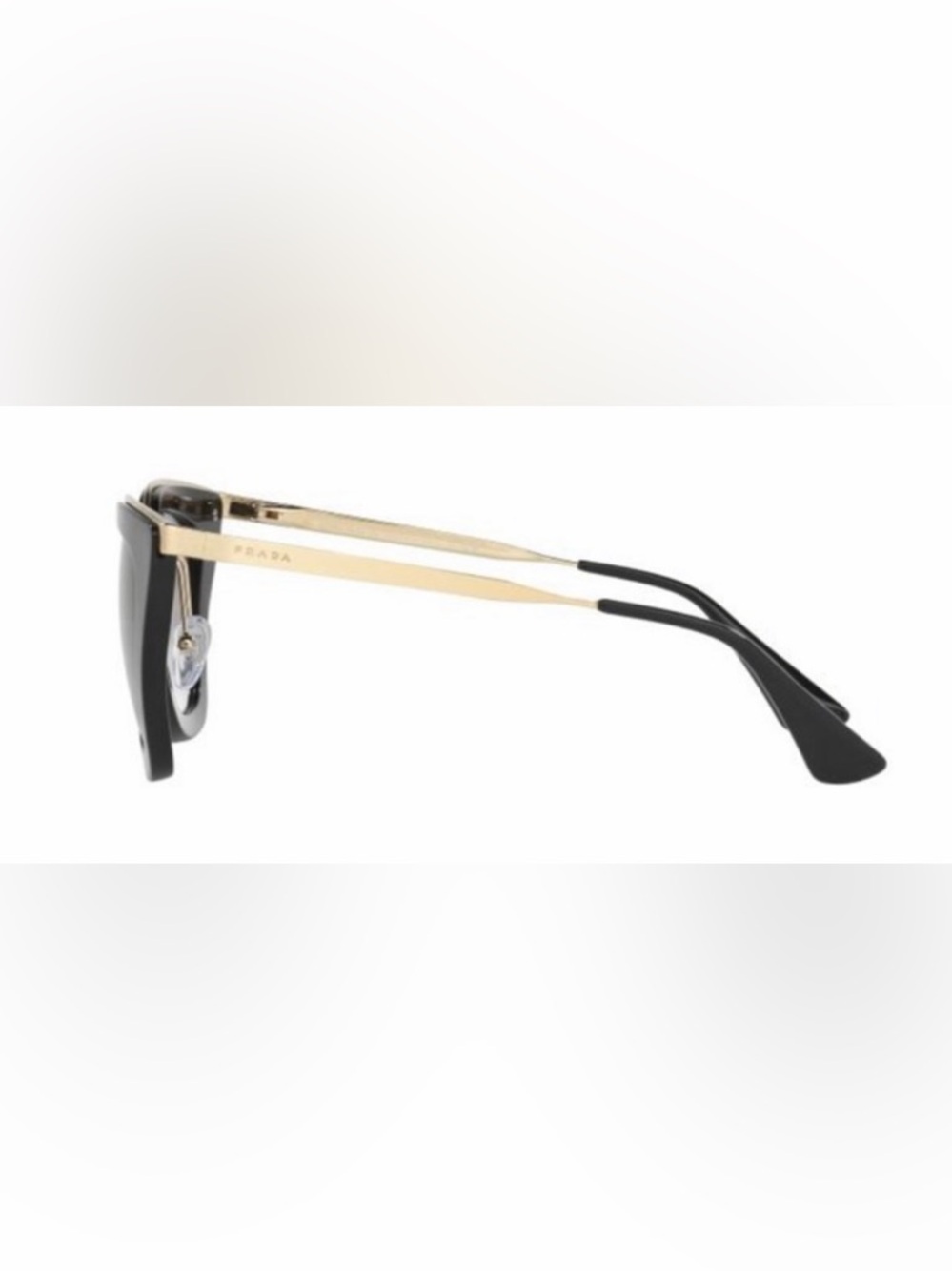 Prada Black and Gold Cat-Eye Sunglasses with Gray Gradient Lenses - Picture 2 of 3